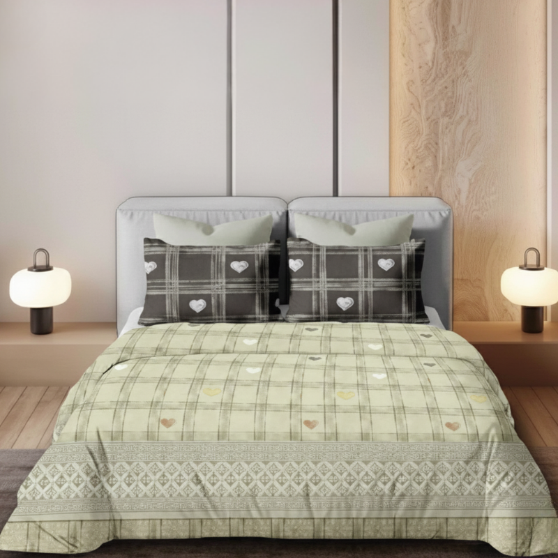 Emerald Heart Check Bedsheet Set - Image 2